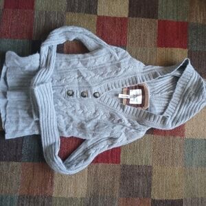 Gray Cable Knit Hooded Sweater